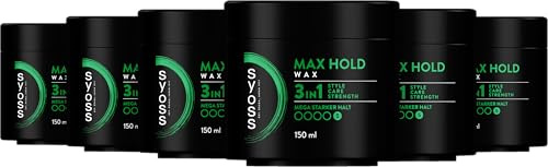 Syoss Wax Max Hold (1 x 150 ml), cera capilar para peinados de salón de belleza duraderos en casa, control fuerte y brillo medio para un peinado bien cuidado