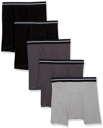 Amazon Essentials Men's Märkesfria boxertrosor, Pack of 5, Grå ljung/Kolsvart/Svart, XXL