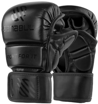 Sanabul Guanti MMA Essential 7 oz Sparring (Allblack, Small/Medium)