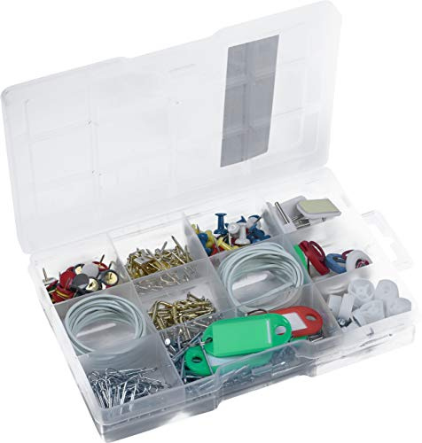 Connex Haushalts-Sortiment 182-teilig + 120 g – Sortimentskasten | Wandhaken, Nägel, Pinnwandnadeln und Co – Vorsortiert in praktischer Kunststoffbox – Universell einsetzbar – Sortimentsbox