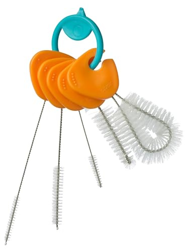 b.box Reinigungsbürstenset mit 5 x Babyflaschen Bürste für Schnabel- und Wasserflaschen, Saugaufsatz und Strohhalme | 5 x Flaschenbürste mit Clip-Ring