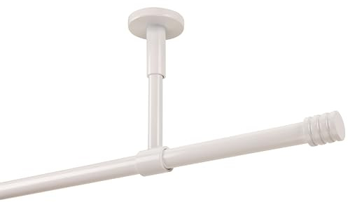 DécoProfi Gardinenstangen Weiß glänzend 1-läufig Ø 16 mm L: 400 cm I Endkappe mit Rille Gardinen/Vorhangstange im Set I Inklusive Träger, Befestigung und Endstücke I Decken- oder Wandbefestigung