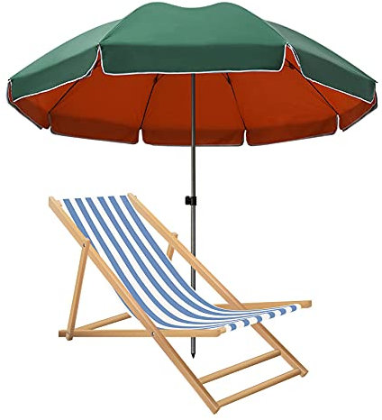FHKBB Parapluie de Patio extérieur de 2,2 m, Grand Parasol de Table de marché de 3,4 m Sunbrella, parasols Ronds Coupe-Vent, avec Nervures Robustes et Sac de Transport, pour pelouse, pis