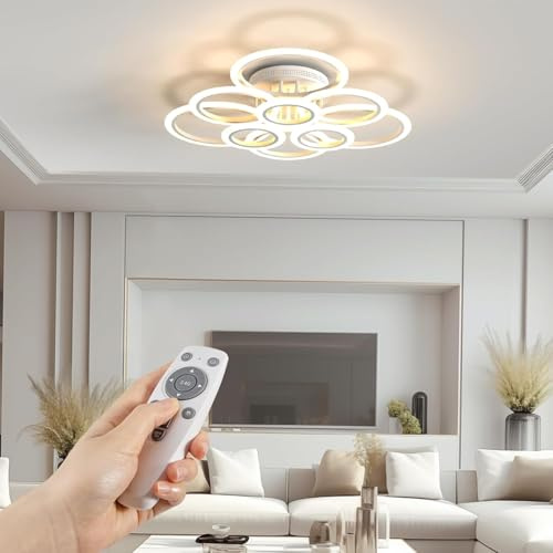 RUYI Lampara Techo Moderno,120W Diseño 9 Anillos Plafon LED Techo con Infinito Ajuste Temperatura de Color 2800-7000K y Control Remoto,Luz techo para Dormitorio Cocina Sala de Estar Pasillo Comedor