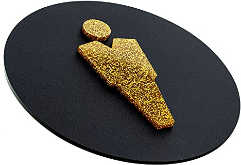 Sosenco WC für Herren Schild aus Plexiglasscheibe – Toiletten Türschild Plexiglas – WC Türdeko – Herrentoiletteschild – WC Wegweiser (Gold)
