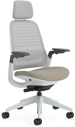 Steelcase Ergonomischer Bürostuhl: Series 1, Kopfstütze, Trüffel | 4D-Armlehnen, Universalrollen, Premium-Materialien, bis 150 kg und 190 cm, sitzkomfort