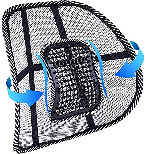 AUTOZOCO Soporte Trasero para Silla de Oficina, Cojín Lumbar Silla para Silla de Oficina o Coche, Soporte Lumbar de Malla, Alivio del Dolor Espalda Malas posturas Sentado, con Correa Elástica