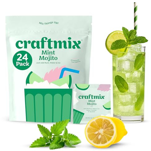 Craftmix Mint Mojito Cocktail- und Mocktail-Getränkemixer, Skinny Mixes – Wasseraroma-Pakete – hergestellt mit echten Früchten – vegan, kohlenhydratarm, zuckerfrei, gentechnikfrei, glutenfrei, 24