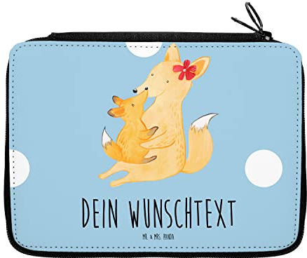 Mr. & Mrs. Panda Personalisierte Federmappe Fuchs Mama - Geschenke, mit Namen, PersonalisierteS Federmäppchen, Geschenk, Mutter, Umarmen, Stiftetasche, Schoß, Muttertag, Stifterolle
