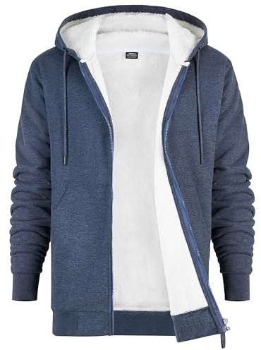 CityComfort Sweat à Capuche Homme Zippé Hoodie Pull Polaire Zippé Veste à Capuche Fourrée Blouson Doublé Vêtement Homme Hiver Chaud Tailles M-XXXL