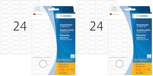 HERMA 2510 Ringetiketten (49 x 10 mm, 25 Blatt, Papier, matt) selbstklebend, permanent haftende Preisetiketten zur Handbeschriftung, 600 Haftetiketten, weiß (Packung mit 2)