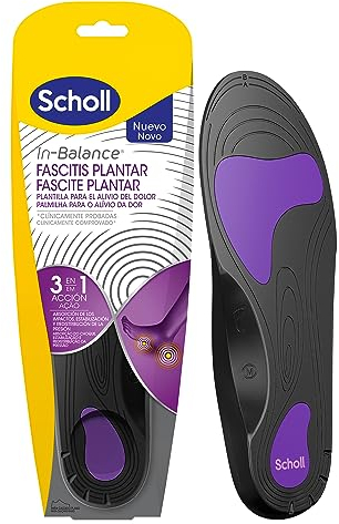 Scholl In-Balance Plantillas Fascitis Plantar - Alivio del Dolor Inmediato y Duradero, Tecnología 3 en 1, Absorción de impactos, Soporte del Arco, Comodidad para Caminar, Talla S 37-39,5