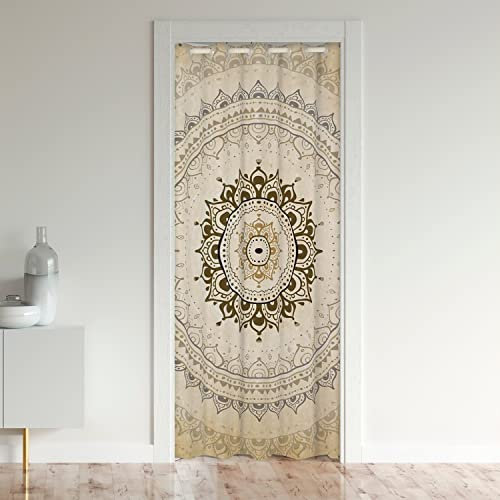 Loussiesd Boho Mandala Türvorhang 86x203cm für Tür Privatsphäre Kinder Böhmisch Style Zimmer Divider Abdeckung für Hippie Mandala Schrank Vorhang für Innentür Raumteiler Gold Exotisch Floral