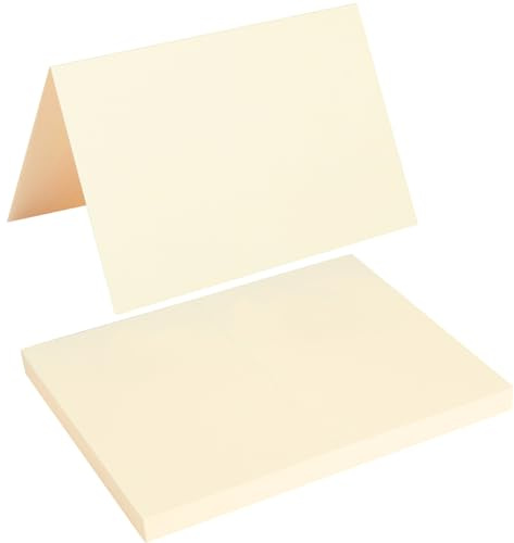 50 Pack Blank Folded Cardstock Cards, Cream Color, 4x6