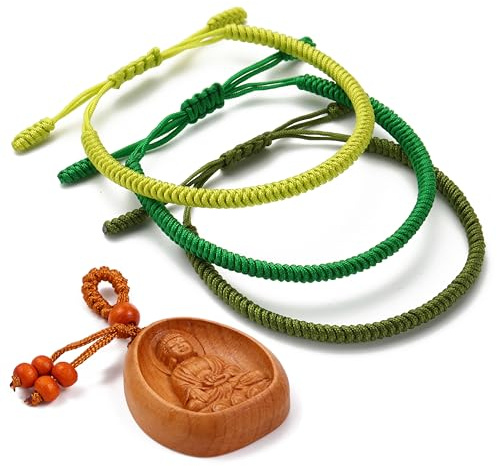 LUCKY BUDDHIST - 3 tibetische Glücksarmbänder + buddhistisches Geschenk! - Handgemacht. Anpassbar an Ihr Handgelenk. Für Männer und Frauen. Freundschaftsarmbänder aus geflochtenem Stoff