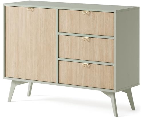 Lomadox Kommode Sideboard 106cm in grün, Front mit Fischgrätenmuster