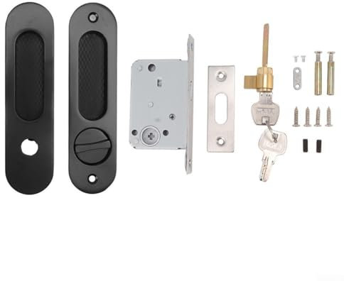 Serratura per porta scorrevole in lega di zinco Maniglia per serratura a mortasa invisibile Maniglia da incasso Chiusura per mobili interni Serratura in legno per porta spessa: 3,6 cm-6,5