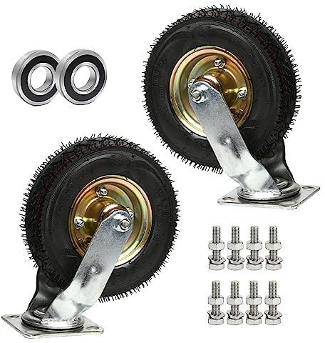 2er-Pack robuste Lenkrollen, gummierte Trolley-Räder, pneumatische Lenkrollen, Transportrollen, Stahlnabe, Stoßdämpfung, mit Schrauben, 900 Pfund Kapazität