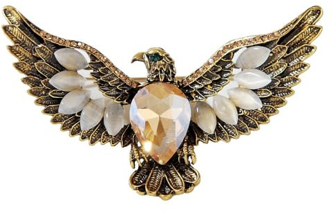 JKQBUX Vintage Adler-Brosche für Männer und Frauen, coole Kristall-Tiervogel, Adler-Broschen, Anstecknadeln, Art-Deco, Korsagen, Schal-Clips