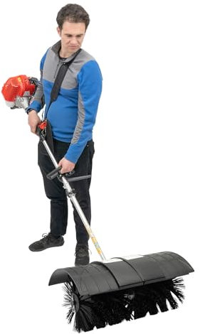 Bensin sopmaskin med sopkvast, snöslunga snösläde, sopkvast bensin, 52 cc, 1,7 kW, 60 cm arbetsbredd, luftkyld, 1,8 m
