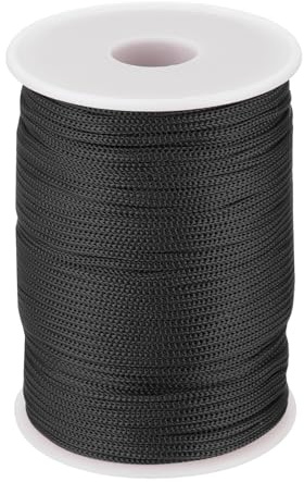 sourcing map 2mm Polypropylene Rope Braided Ropes, 100m Nylon Rope Hollow Utility Cord for Clothesline, Camping, Hiking, Outdoor, Black