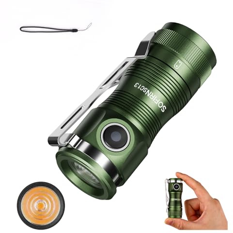 Sofirn SC13 519A, Mini Taschenlampe, 5k Farbtemperatur, Farbe Wiederherstellen, 1100LM, 150M Bestrahlungsentfernung, IPX8 Wasserfest, AL6061, EDC taschenlampe für Camping, Wandern, Notfäll (Grün)