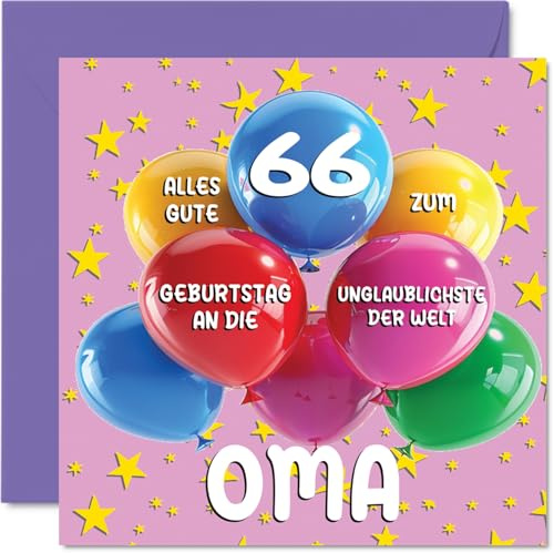 Stuff4 66. Geburtstagskarte Oma, Unglaublichsten der Welt Oma | Geburtstagskarten für 66 Jahre Oma von Enkelin Enkel, 145mm Geburtstag Glückwunschkarten