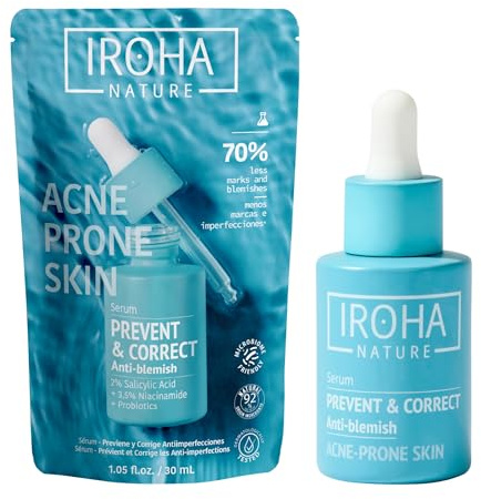 IROHA NATURE Serum gegen Unreinheiten mit 2% Salicylsäure | 3,5% Niacinamid, 92% Inhaltsstoffe natürlichen Ursprungs, für alle Hauttypen, vegan