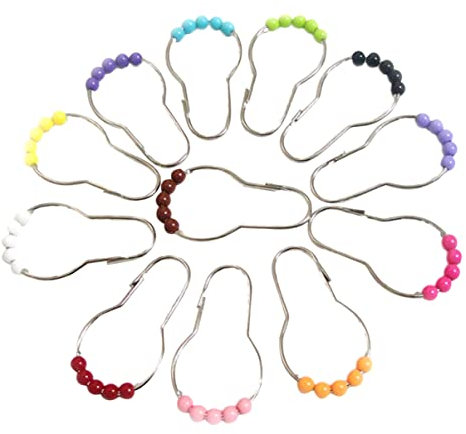 TOPBATHY 12pezzi Ganci Per Tende Da Doccia Funzione Roller Scorrevoli Ad Anello Per Asta Doccia Accessori Per Bagno Facili Da Installare