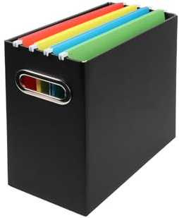 Tcbelosion hopfällbar filorganiseringslåda med handtag, arkiveringsorganisatör för hem eller kontor, liten bärbar arkivlåda (1-pack, svart)
