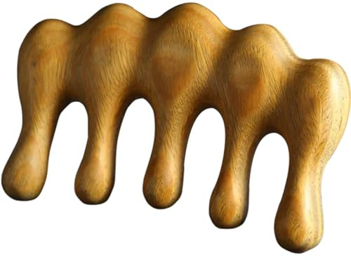 Holzkamm mit Breiten Zinken für Kopfhautmassage, Tragbar | Holz, Glatt Polierte Oberfläche, für Zuhause und Reisen, Khakifarben, Schonende Anwendung