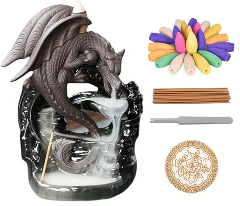 Bruciatore Di Incenso A Flusso Inverso, Backflow Incense Burner, Incenso Ceramica, Supporto Di Ceramica per Casa Ufficio Sala Studio, Incense Burnercon Coni Di Riflusso + Bastoncini