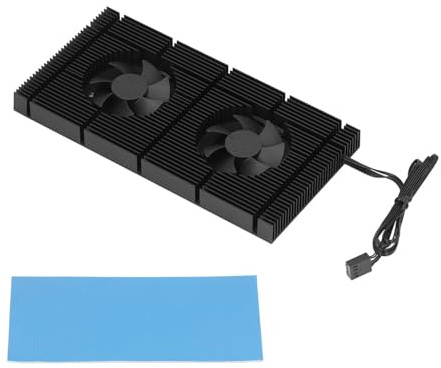GK6 Double ventilateur PWM VRAM Dissipateur thermique Vitesse Refroidisseur de mémoire de fond de panier pour GPU 3080 3070 Compatibilité de refroidissement de fond de panier DIY (0.5mm Pad 600)