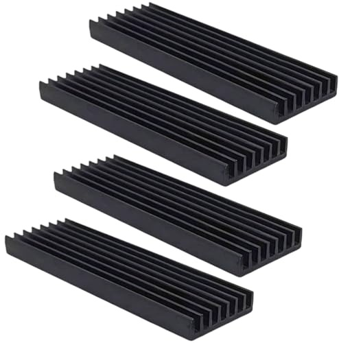 RLMVGBX 4 Pack Black Aluminium Heatsinks 70x22x6mm Thermal Tape for M.2 SSD