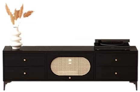 Moderno supporto TV con cassetti, console multimediale da 47 pollici per soggiorno, camera da letto, cucina, elegante tavolo TV nero per centro di intrattenimento e nization