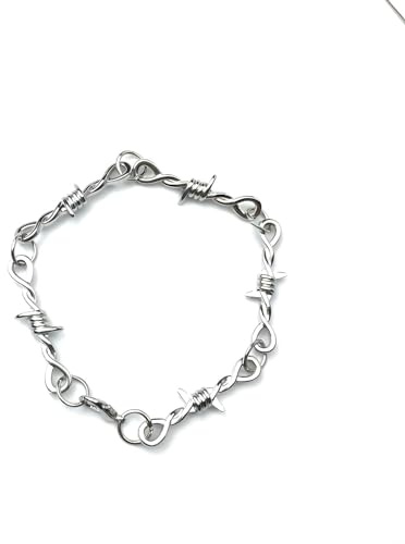 NBYGSC Collana con Filo spinato in Argento Sterling 925, Collana Girocollo Unisex con Piccoli rovi di Filo, Girocollo con Catena di Piccole Spine in Filo spinato Punk Gotico Hip-Hop, Collana con Filo