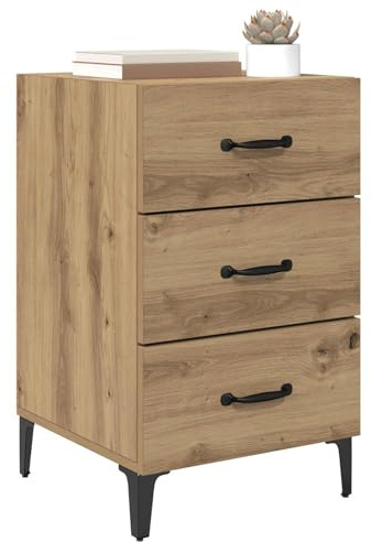 vidaXL Armario de Noche Roble Artesanal 40 x 40.5 x 66 cm, Mesa de Noche Elegante, mesita rústica, Almacenamiento Compacto, Mueble Funcional para tu habitación Moderna