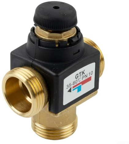 Lawnoval Valvola miscelatrice termostatica a 3 vie in ottone DN20 DN25 filettatura maschio 35-60 °C, per riscaldamento a pavimento (DN25)