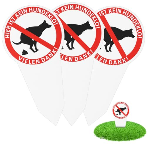 WJIAAA 3 Stück Kein Hundeklo Schild, 29 x 15 cm Schild Hunde Kacken Verboten, Beidseitig Bedruckt Aus PVC für Parkanlage Spielplatz Grundstück