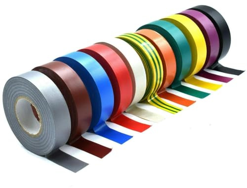 Taskar Premium Elektro-Isolierband, PVC, schwer entflammbar, 19 mm x 20 m (11, mehrfarbig)