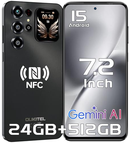 OUKITEL C68 Plus Telephone Portable - 7.2HD+/120Hz & 1.81 Arrière Écran, 24(8+16)GO+512GO/1TO, Smartphone Débloqué Batterie 6000mAh, 64MP+8MP, Téléphone Android 15, 4G Double SIM/OTG/GPS/NFC- Gris