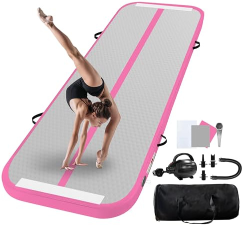 Aufblasbar Turnmatte Matten, Trainingsmatte mit Luftpumpe-2m,Graurosa