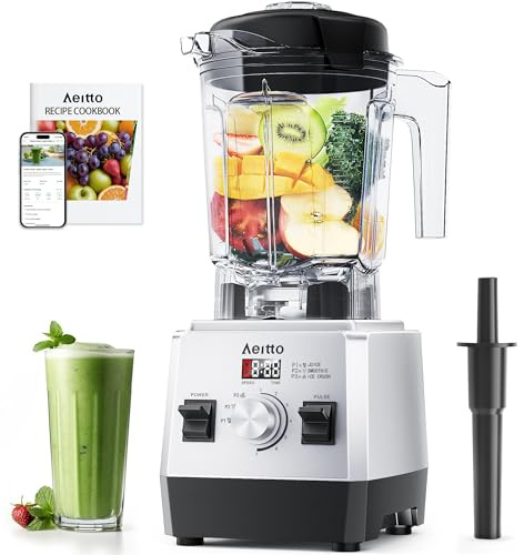 Aeitto Blenders for Kitchen with 68Oz. Large Capacity, 1800W Max Power Smoothie Blender, 3 Preset Programs & 7 Speeds, Professional Countertop Blender for Smoothies, Ice Crush, Generation2 Silver