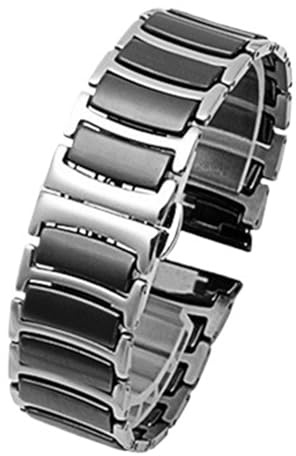Keramiskt klockarmband Universal 20mm 22mm 18mm Quick-release Rostfritt stål Vikbart spänne Armband(Black,20mm)
