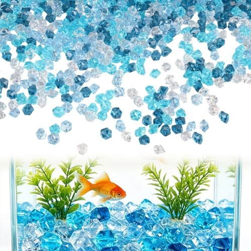 800 Piezas Diamantes Falsos, Piedras Acrílicas, Cristales Decorativos, Color Azul Mezclado, para Relleno de Jarrones, Decoración de Mesa, Fiestas, Eventos Y Búsqueda del Tesoro Pirata