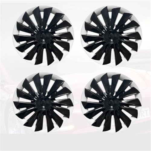 Radkappen, 4 Stück 19-Zoll-Automobil-Ersatzradkappen-Vollrandabdeckungszubehör(Bright Black White)