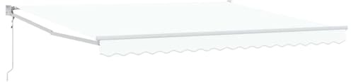 Fisinber Tenda da sole con braccio articolato, 400 x 300 cm, per terrazza e giardino, tenda retrattile in alluminio e poliestere, robusta tenda da sole per esterni, colore bianco