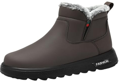 Botas de nieve de invierno para hombre, con forro de piel cálida, zapatos casuales y cómodos para clima frío y uso en interiores y exteriores, Brown, 39 1/3 EU