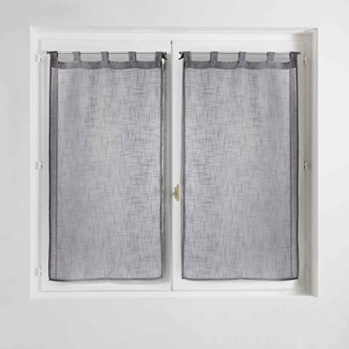 douceur d'Intérieur coppia destra passanti effetto lino Tisse haltona, Poliestere, Grigio, 120 x 60 cm