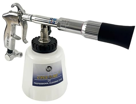 Pistolet de Nettoyage Voiture Tornador - Puissant et Réglable de 1000 à 8000 Tours/Min, Effet Tornade pour un Nettoyage Voiture, Pistolet à Air Comprimé, Réservoir 1L, Blanc